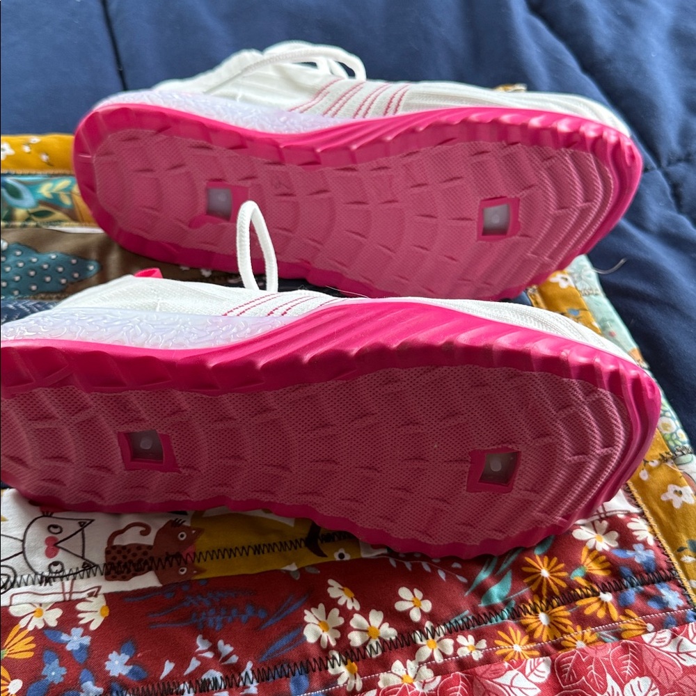 Danskin White Knit Slip-On Sneaker with Pink Pull Loop - Picture 5 of 5